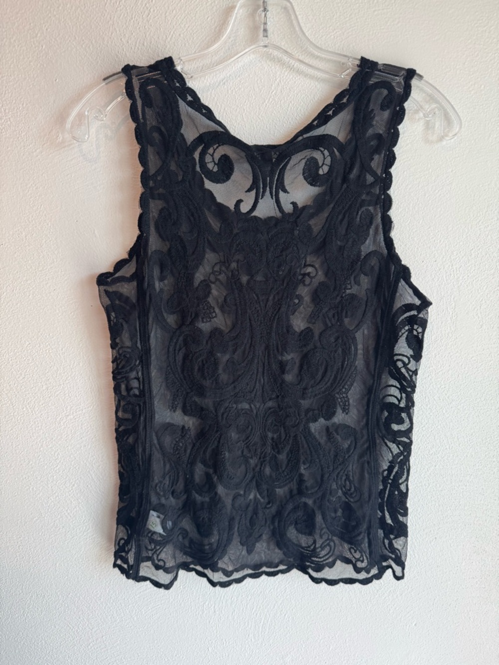 NWT Express Black Sleeveless Lace Overlay Tank Top - Picture 4 of 7